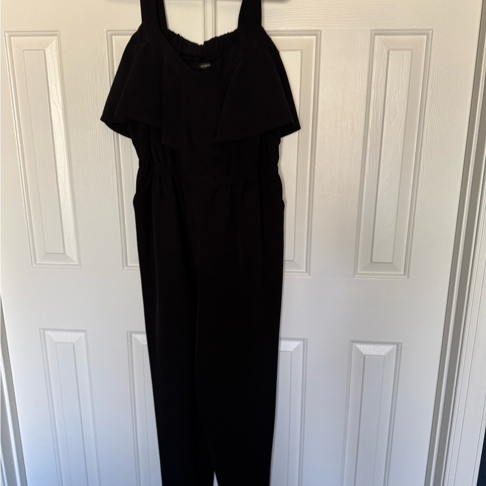 Lane Bryant off the shoulder black jumpsuit
